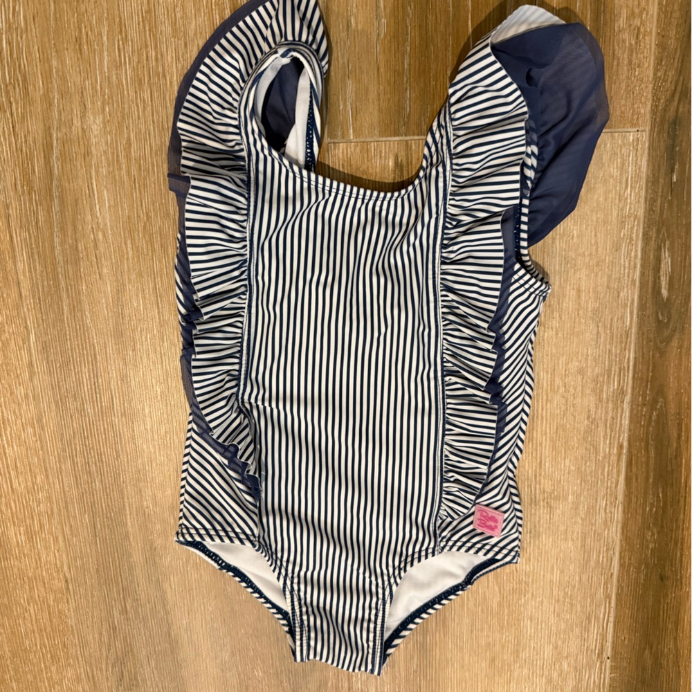 Navy/White Ruffle Butts Bathing Suit